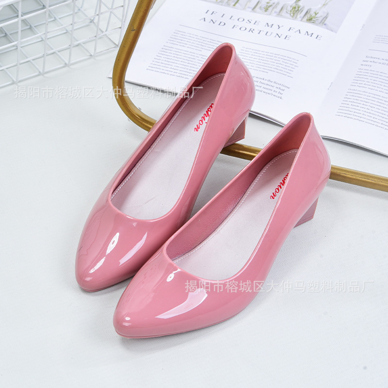 Internet-famous Sandals Waterproof Height-increasing Pointed Spring and Autumn Rain Shoes Single-layer Shoes Women's Summer Plastic Non-slip Water Shoes Fashionable Baotou Rubber Shoes