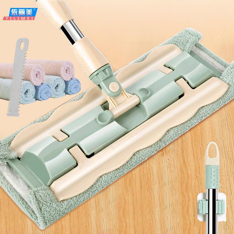 Practical Clamping Cloth Flat Mop Household Replacement Cloth New Clamping Cloth Wooden Floor Mop Dry and Wet Dual-Use Mop Large Mop