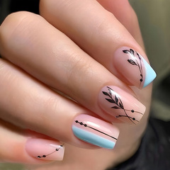 Minimalist Leaf Nail Art Stickers, Wholesale Nail Art Sets with Chinese Style Short Nail Stickers