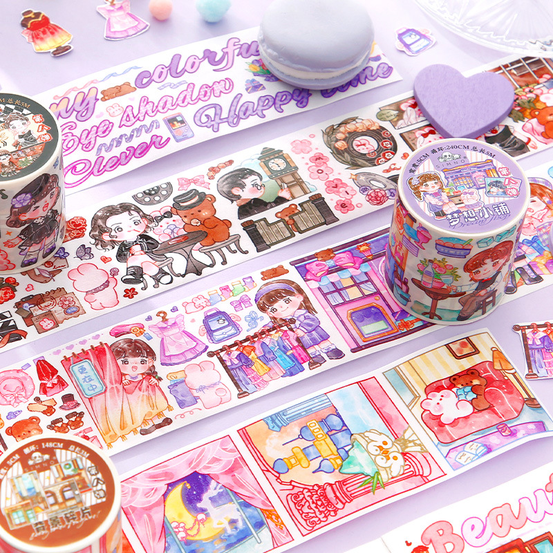 芯陌 闪闪8.0系列特油和纸胶带可爱少女心贴画卡通人物手账素材贴
