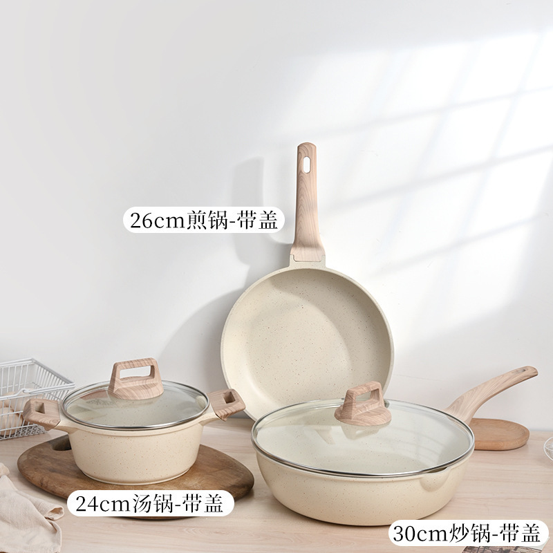 国境を越えた鍋セット 4 ピース家庭用医療石セットポット高価値蒸しと揚げオールインワンノンスティックポット卸売|undefined