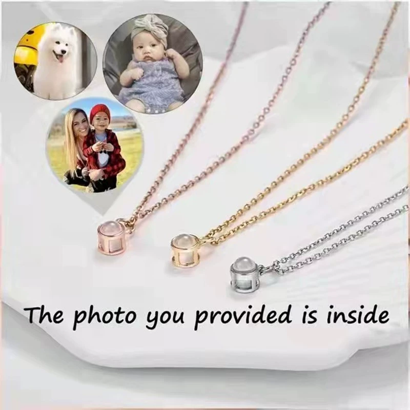 European And American Cross-border Foreign Trade In 100 Languages ​​I Love You Nano Micro-engraved Color Pictures Photos Fashion Projection Necklace Customization