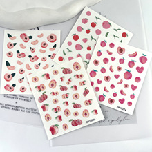 新款美甲贴日系背胶指甲贴纸可爱卡通草莓桃子美甲贴纸跨境批发