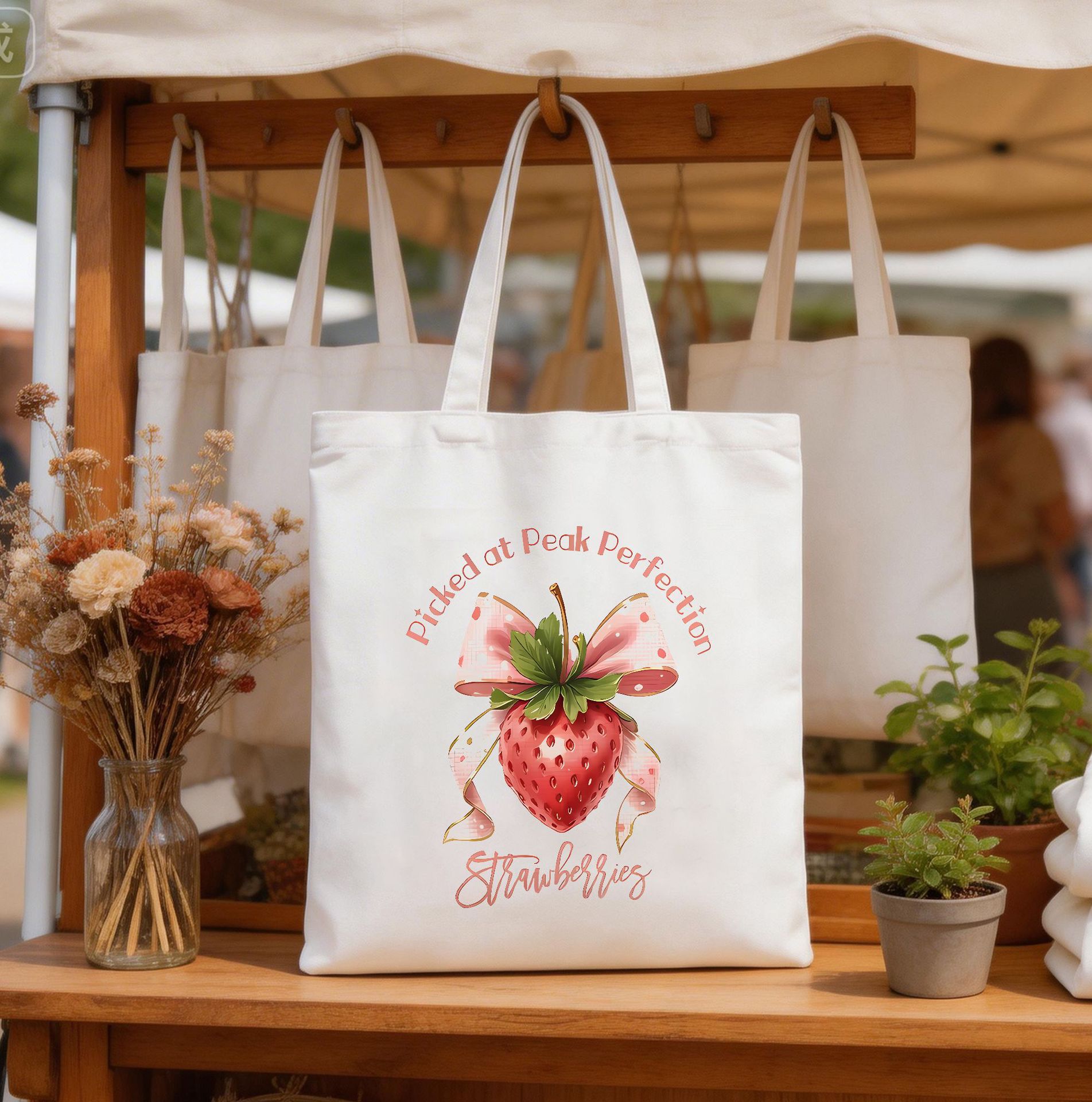 Serie de frutas de impresión de cereza bolsas de lona bolsas de hombro bolsas plegables bolsas de mano bolsas de compras Amazon explosión comercio exterior