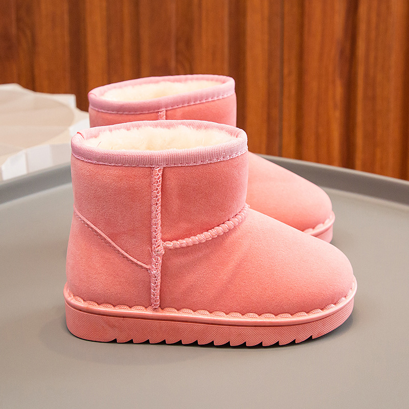 Bottes de neige pour enfants, garçons et filles, nouvel ensemble de bottes courtes, chaussures en daim et coton, isolation en peluche, hiver 2023_voghion.com