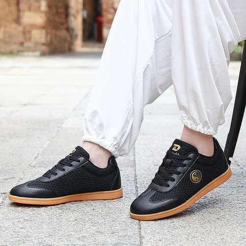 Duweike Tai Chi shoes cloth shoes tendon bottom spring soft leather Tai Chi Kung Fu martial arts shoes practice shoes sports shoes for men and women