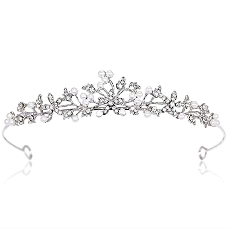 Bandeau de mariée européen et américain en perles et strass, accessoire de coiffure princesse en alliage avec feuille, pour anniversaire et mariage._voghion.com