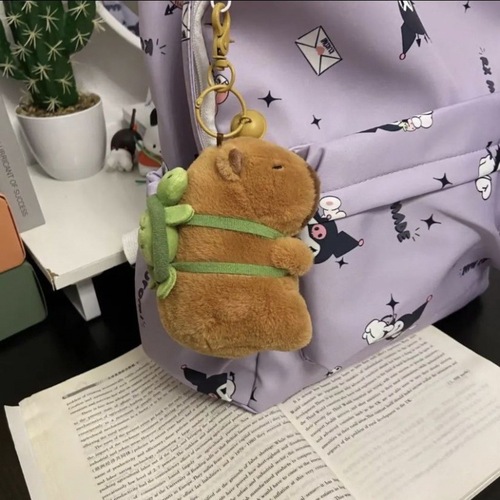 Capibala pendant capybara keychain cute turtle backpack bag pendant strawberry hat student gift ins