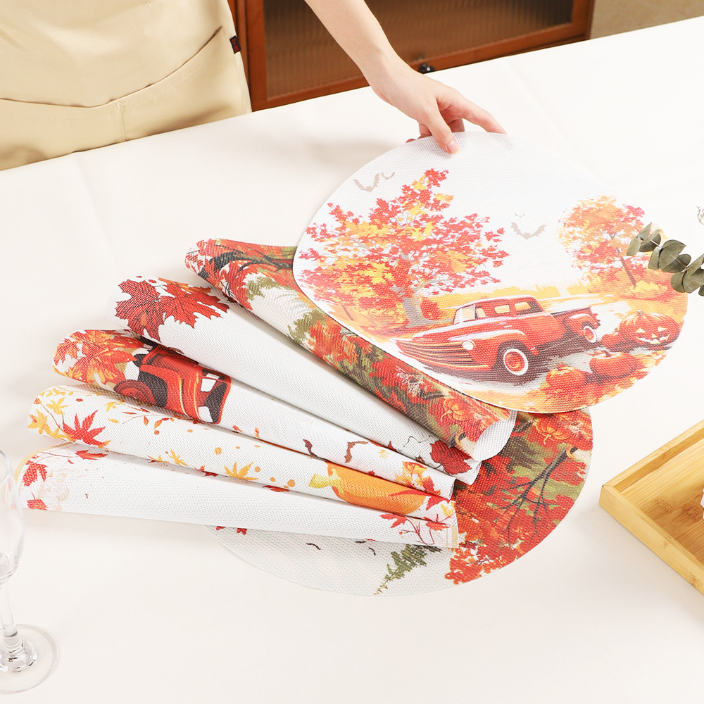Selección de colección de primavera de PVC impresa almohadilla de decoración de escritorio cocina almohadilla de aislamiento térmico almohadilla de platos de calabaza estudiantes