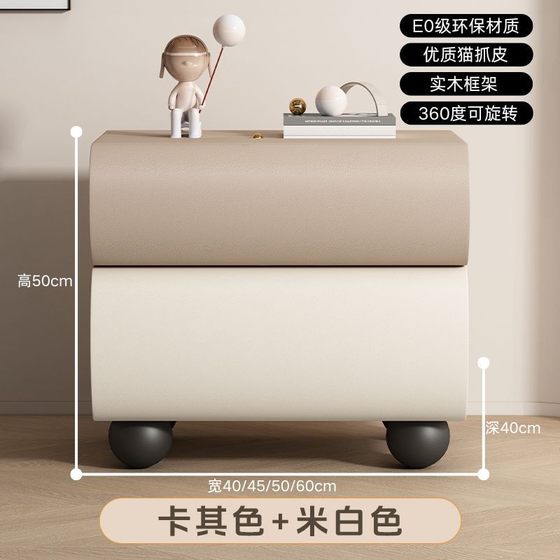 [G3 올 원목 + 고양이 스크래치 가죽] 카키 + 하단 오프화이트 회전 가능