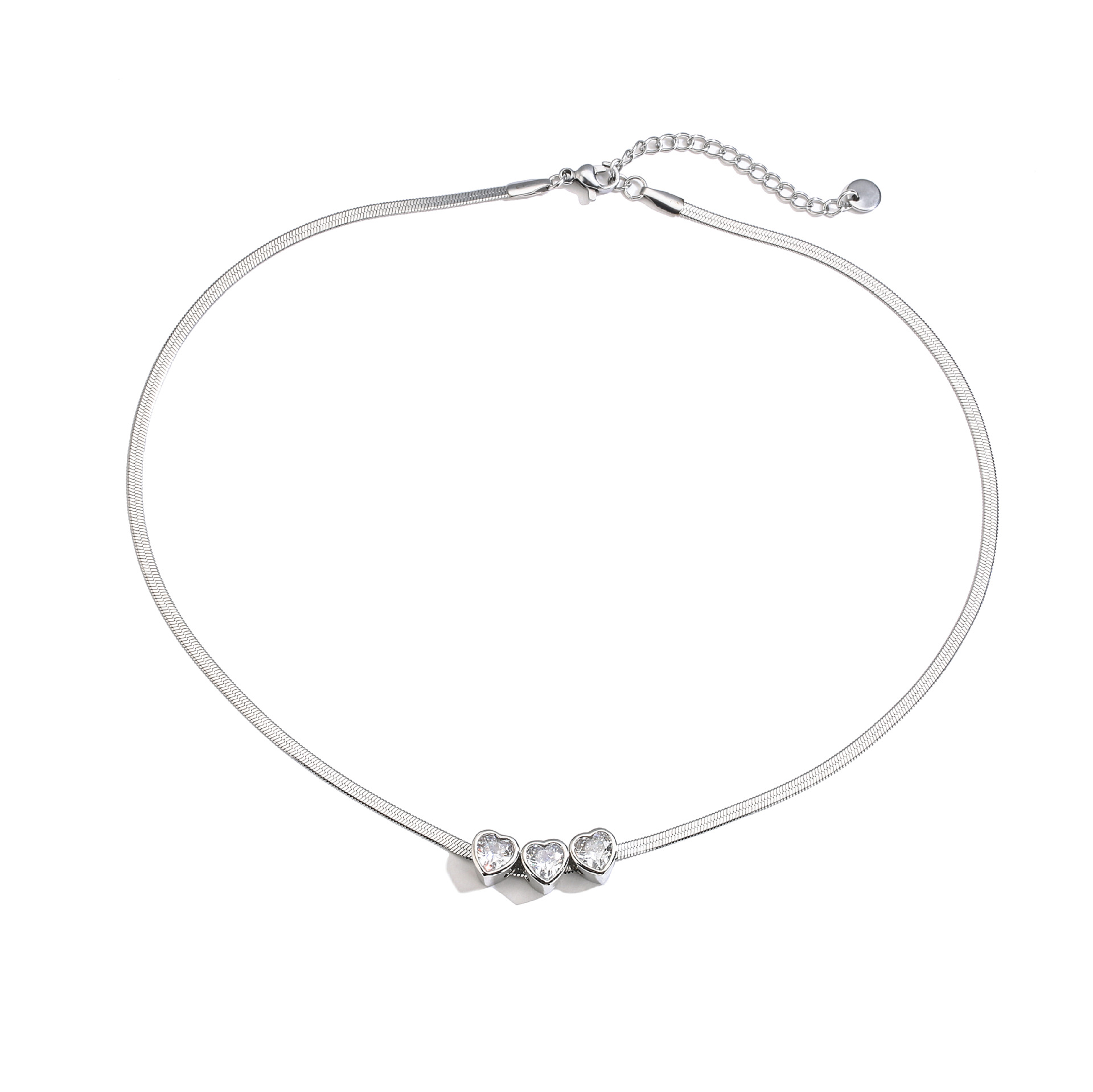 Sweet Heart Shape Stainless Steel Copper Plating Inlay Zircon Necklace 1 Piece