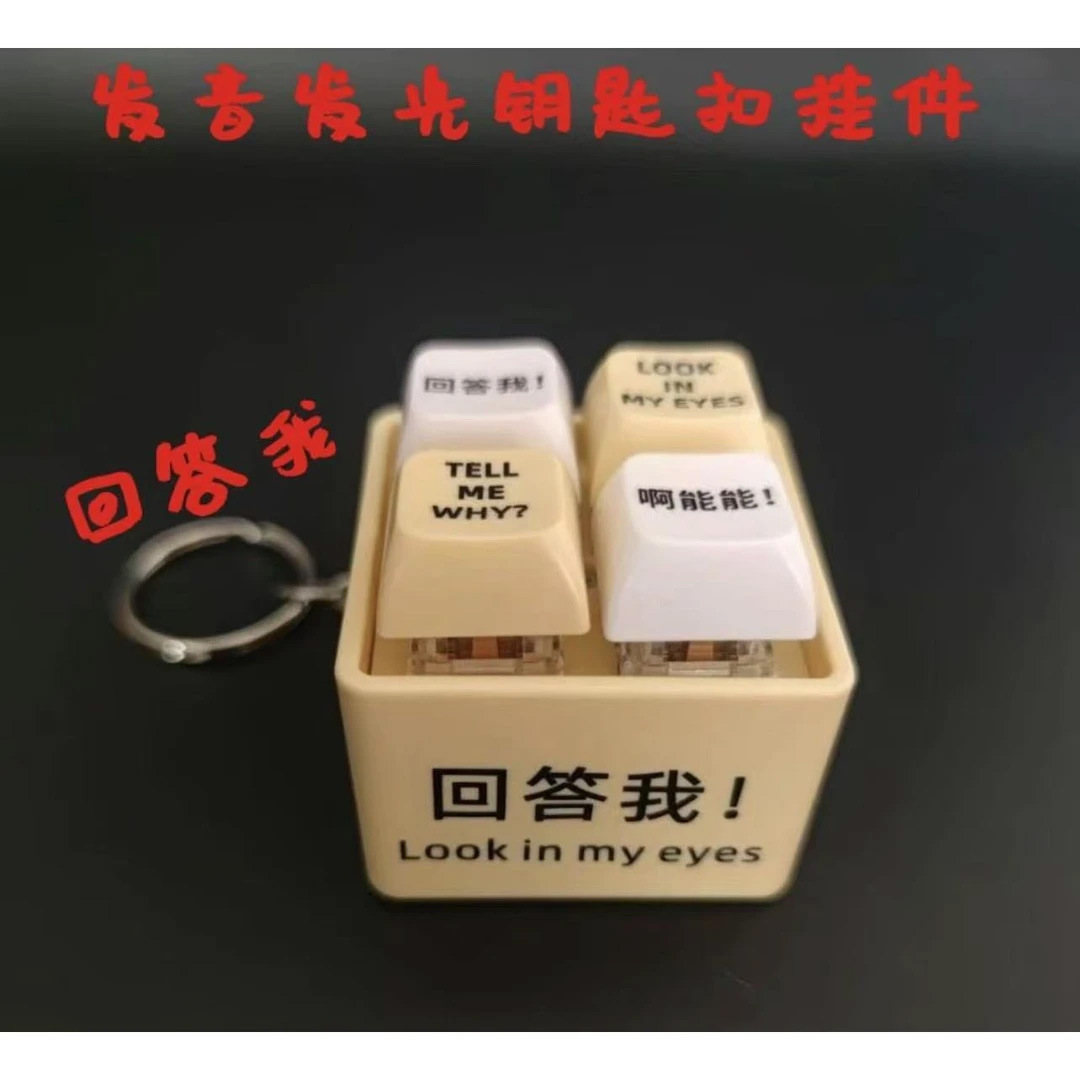 Responda en stock Lookmyeyes Xiaoming citación de teclas de descompresión juguetes sonoros llaveros teclado de hechizo