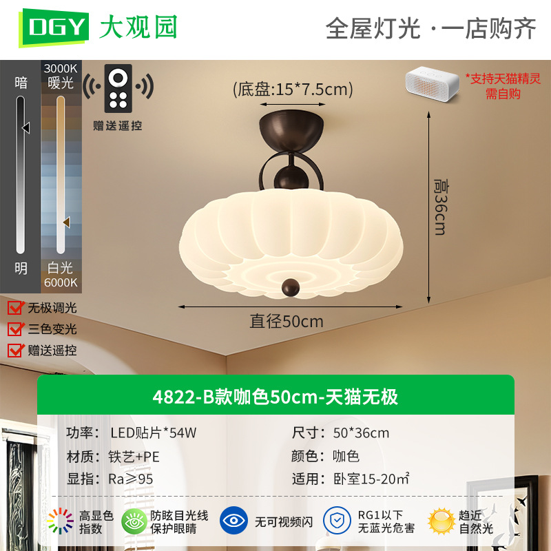 Lámpara de techo para dormitorio Grand View Garden, lámpara de dormitorio principal de estilo vintage con protección para los ojos, nueva lámpara creativa de estilo chino para sala de estudio, iluminación Zhongshan 274L.