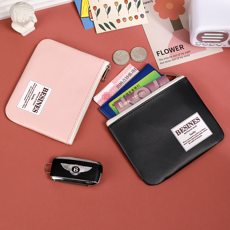 Bolso de cambio para mujeres mini estudiantes de cuero suave bolso de mano de llaves simple, delgado y compacto estilo coreano