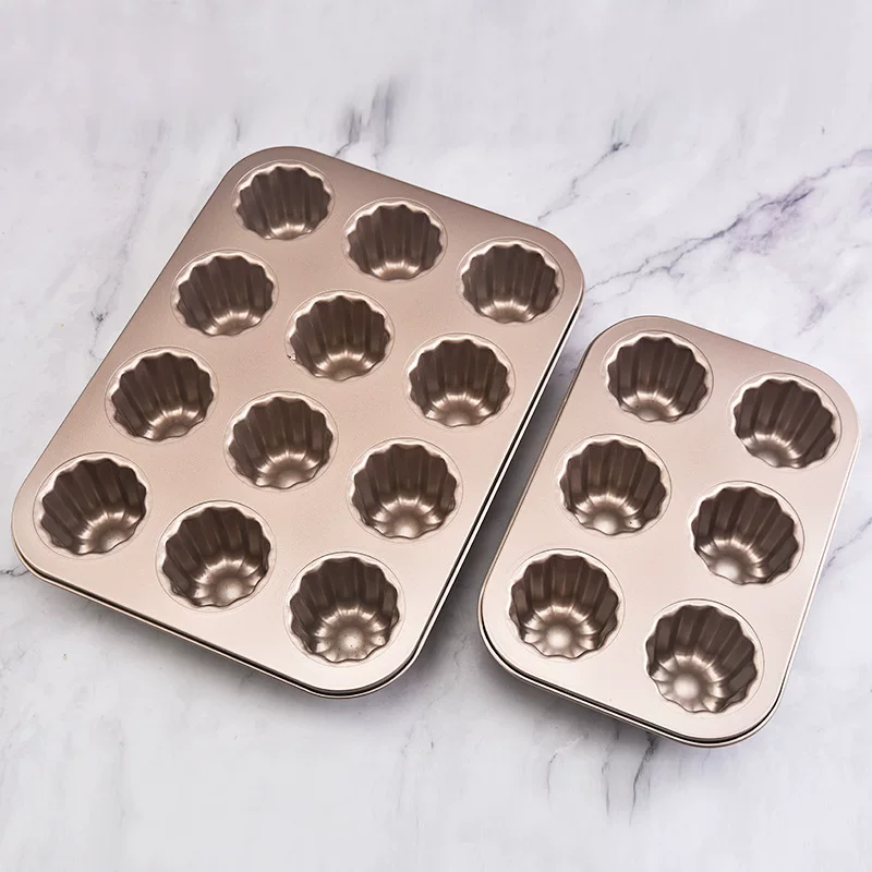 Cross -border non -stick carbon steel metal baking sheet 6 -hole 12 -hole baking cake mold DIY round Moved cup mold