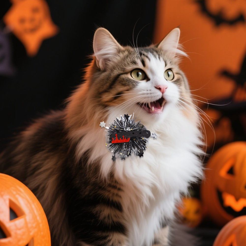 Nuevo Halloween mascota extraña calabaza gato perro tarjeta de pelo fantasma fiesta decoración tarjeta de boca de pato fantasma