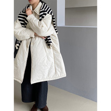 江左 雪山奶糖 muji风轻薄初冬简约廓形外套女中长款宽松棉服1235