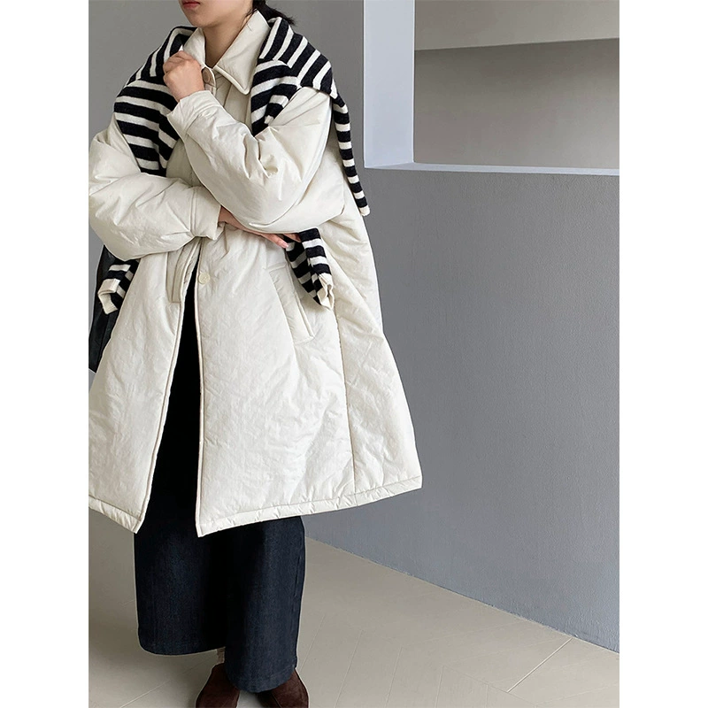 Jiangzuo Snow Mountain Молочный сахар muji ветер легкий и легкий в начале зимы простой силуэтный куртка женская средняя длинная свободная хлопчатобумажная одежда 1235