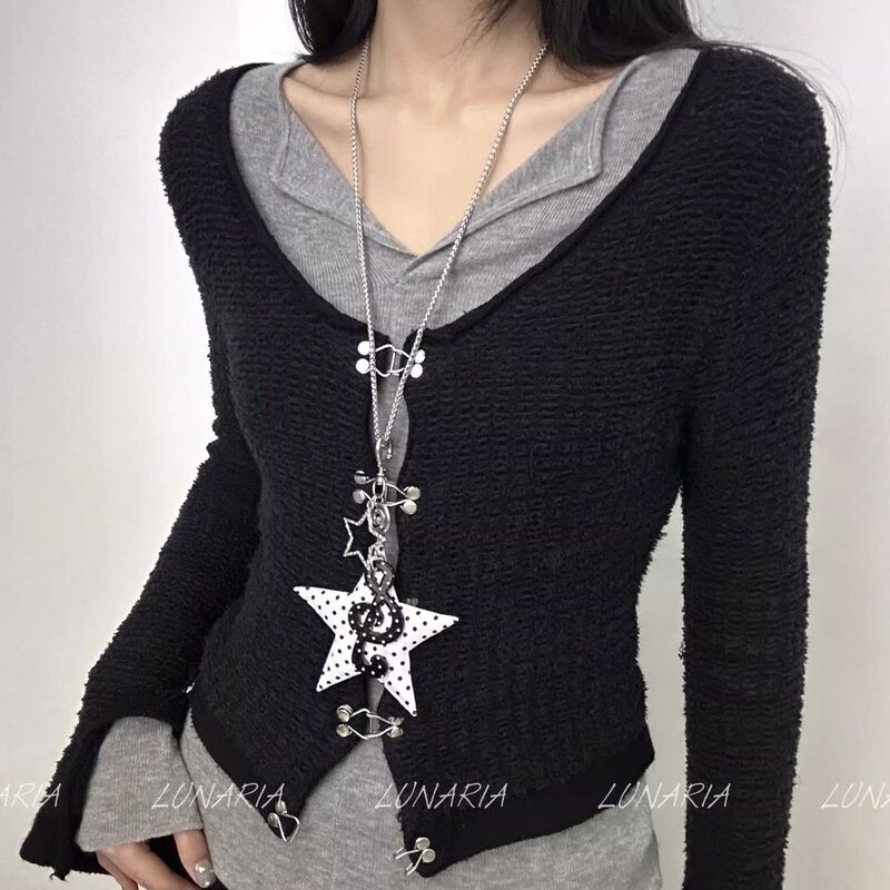 Japanese Vintage-Style Polka Dot Star Musical Note Necklace Y2K Sweet Cool Subculture Long Sweater Chain Ins-Style Clavicle Chain Japanese Vintage-Style Polka Dot Star Musical Note Necklace Y2K Sweet Cool Subculture Long Sweater Chain Ins-Style Clavicle Chain