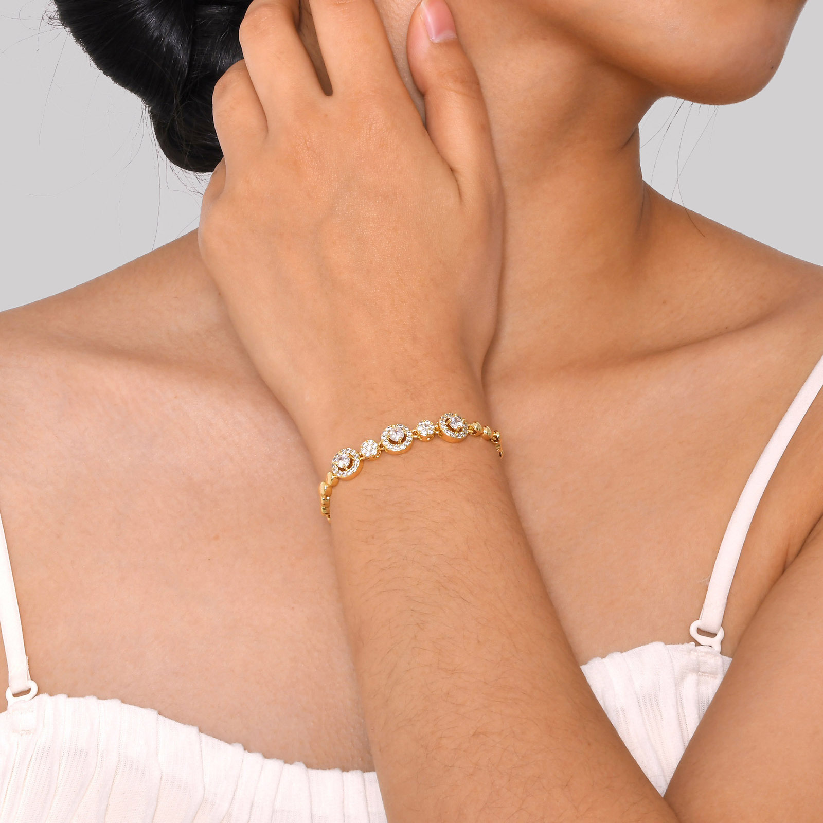 Geometric Pattern Copper Inlay Geometric Zircon Bracelets