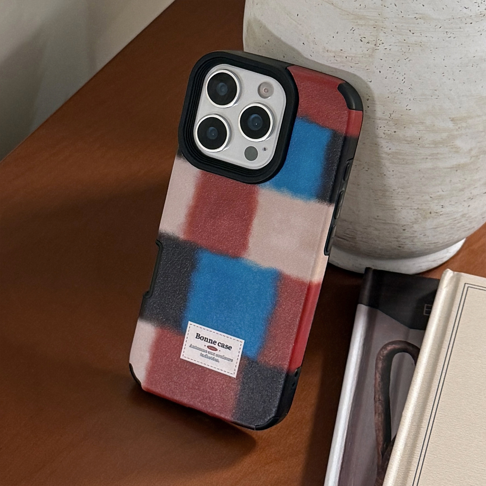 Personalidad retrógrada mosaico para iphone16promax manzana17 caso de teléfono 15 premium 14 cuero 13