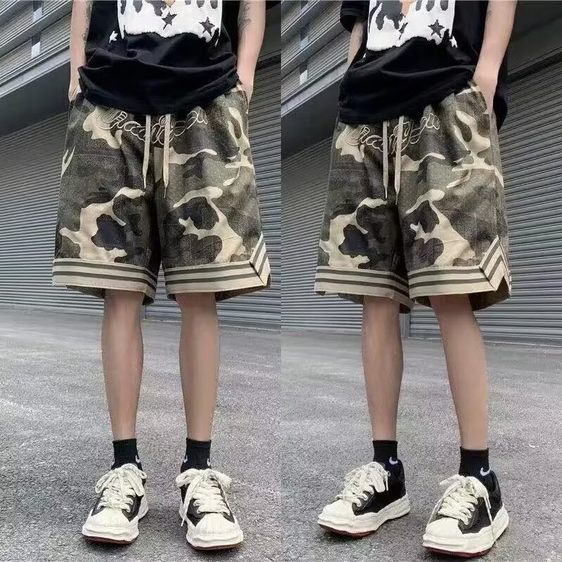 Camouflage Shorts Men's Summer High-Quality Embroidered Sports Basketball Pants Trendy Brand Loose Straight Casual Five-Point Pants Camouflage Shorts Men's Summer High-Quality Embroidered Sports Basketball Pants Trendy Brand Loose Straight Casual Five-Point Pants