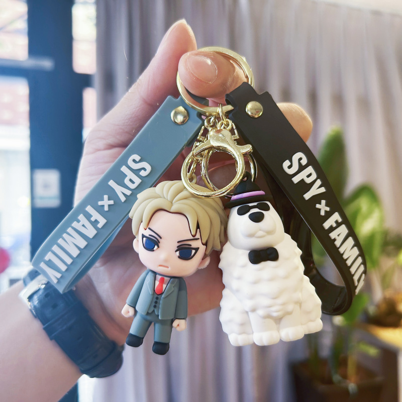 Cross-border foreign trade spy play house keychain cute car key chain cartoon couple schoolbag bag pendant wholesale