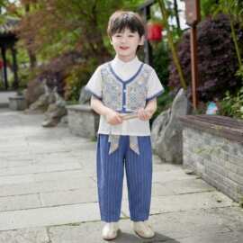儿童壮族演出服男女童新款壮锦服装广西三月三舞蹈表演苗族演出服
