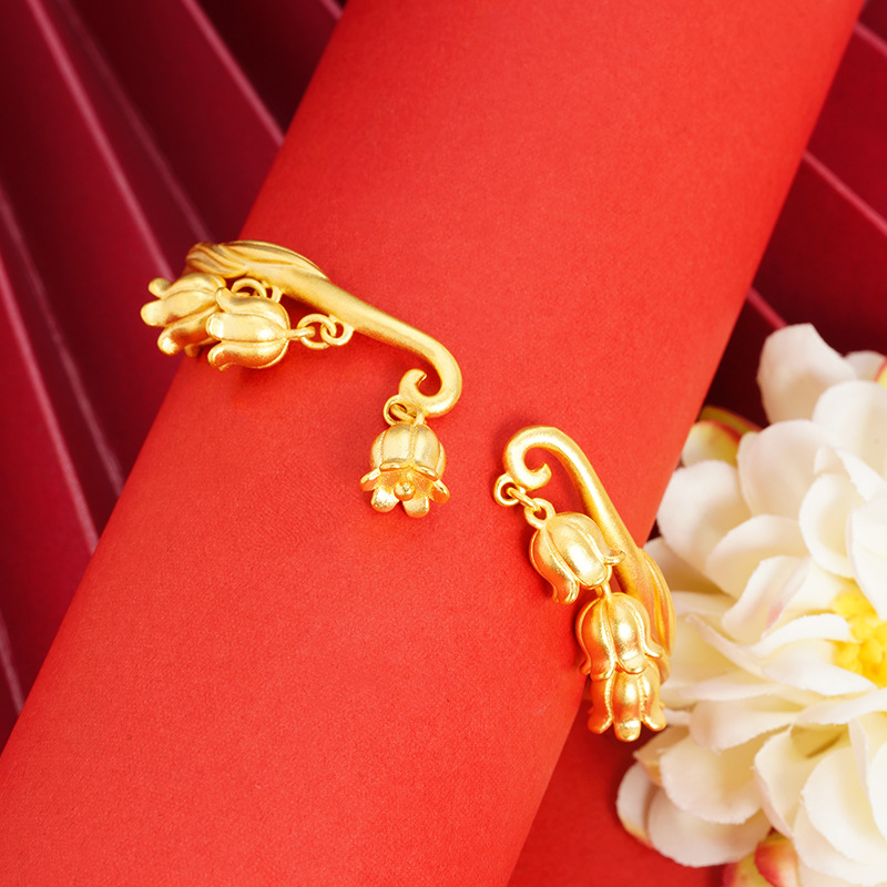 Shajinling orquídea pulsera Super hadas inteligente alto sentido nicho pulsera estilo étnico imitación oro cobre pulsera joyería