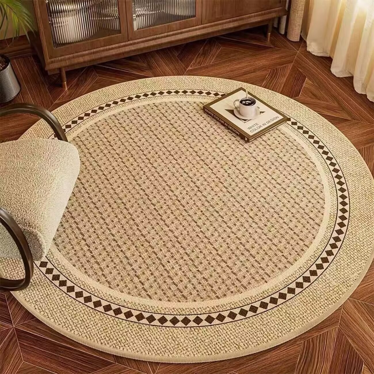 Simple Round Carpet Living Room Blanket Retro Computer Retro Bedroom High-End Dresser Bedside Coffee Table Sofa Floor Mat