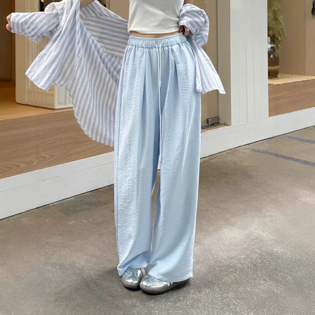 安婷露奶油风云朵宽松奶芙奶皮休闲裤女撞色抽绳阔腿拖裤直筒裤女