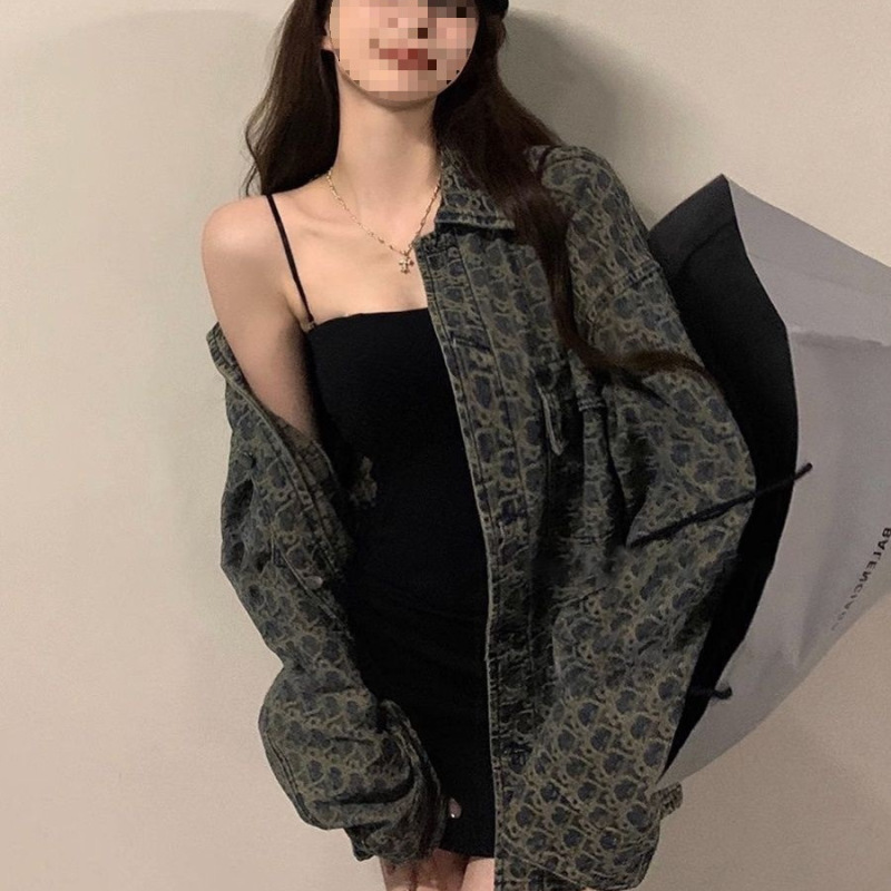 美式高街复古牛仔外套女2025新款设计感小众春秋百搭印花夹克上衣|undefined