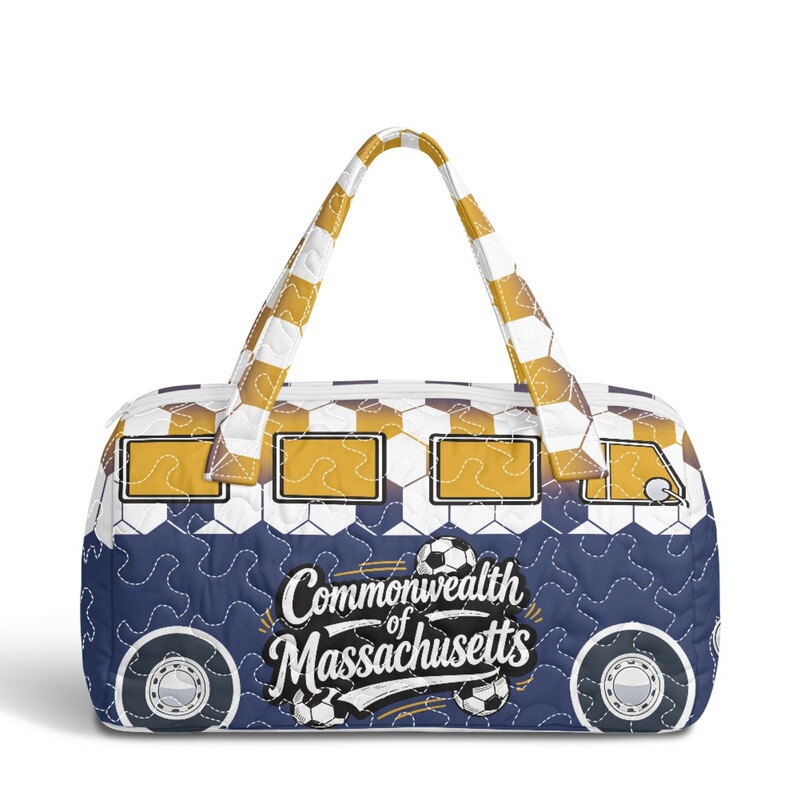 New International Style Travel Bag with Free Stitch Design, Massachusetts Printed Quilted Embroidered Handbag, Pod Custom-Made New International Style Travel Bag with Free Stitch Design, Massachusetts Printed Quilted Embroidered Handbag, Pod Custom-Made