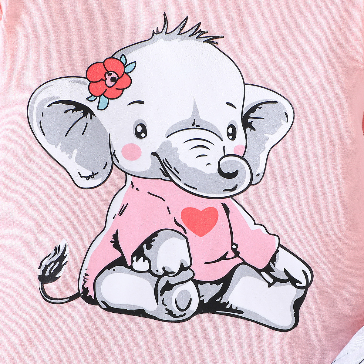 Nouveau haut mignon d'éléphant + pantalon imprimé + chapeau trois pièces pour filles automne 2024 INS_voghion.com