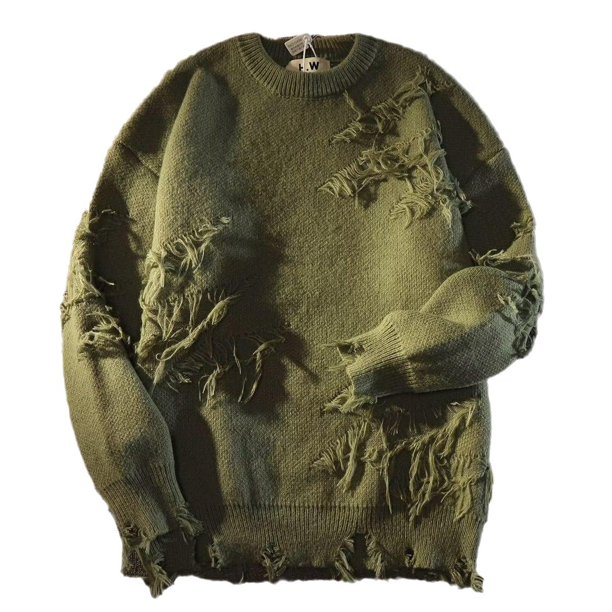 American Retro High Street rasgado suéter hombres y mujeres de otoño e invierno suelta más tamaño perezoso estilo de alto grado suéter abrigo