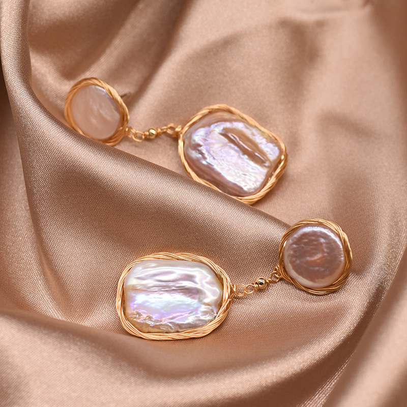 Pendientes de perlas de belleza geométrica sensación de luz barroca geométrica suministros de boda al por mayor Gran conjunto completo de pendientes de perlas