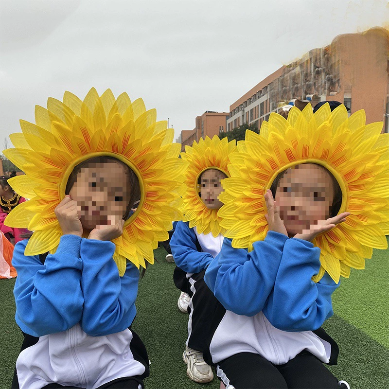 Головной убор в виде подсолнуха, маска для лица в виде подсолнуха, открытый лицо, церемония открытия спортивных соревнований в виде подсолнуха, креативный головной убор с квадратным рядом, реквизит