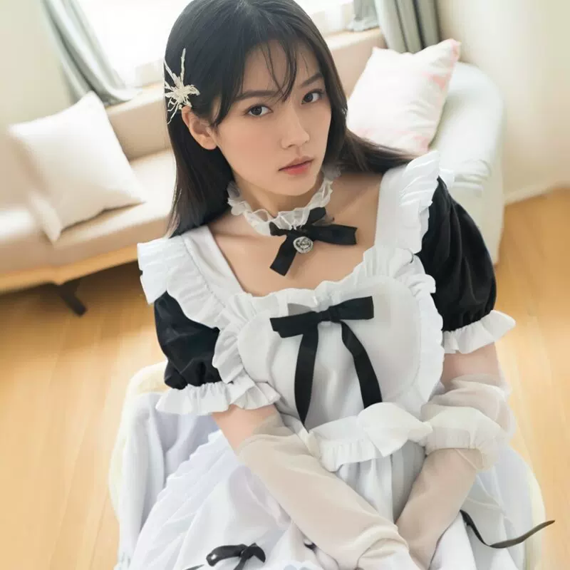 Японское черное классическое кофейное платье, стиль Lolita