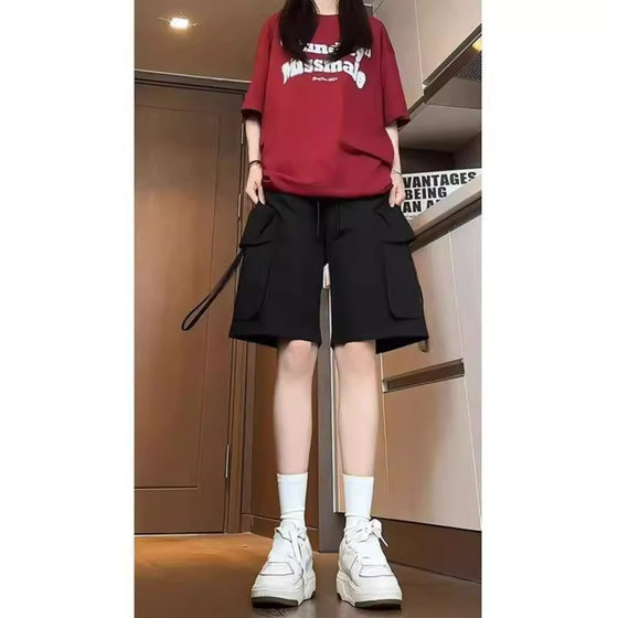 Black Ice Silk Quick-drying Mountaineering Tooling Shorts Women's Functional Western-style Loose Trendy Brand Five-point Pants Summer Thin Internet Celebrity