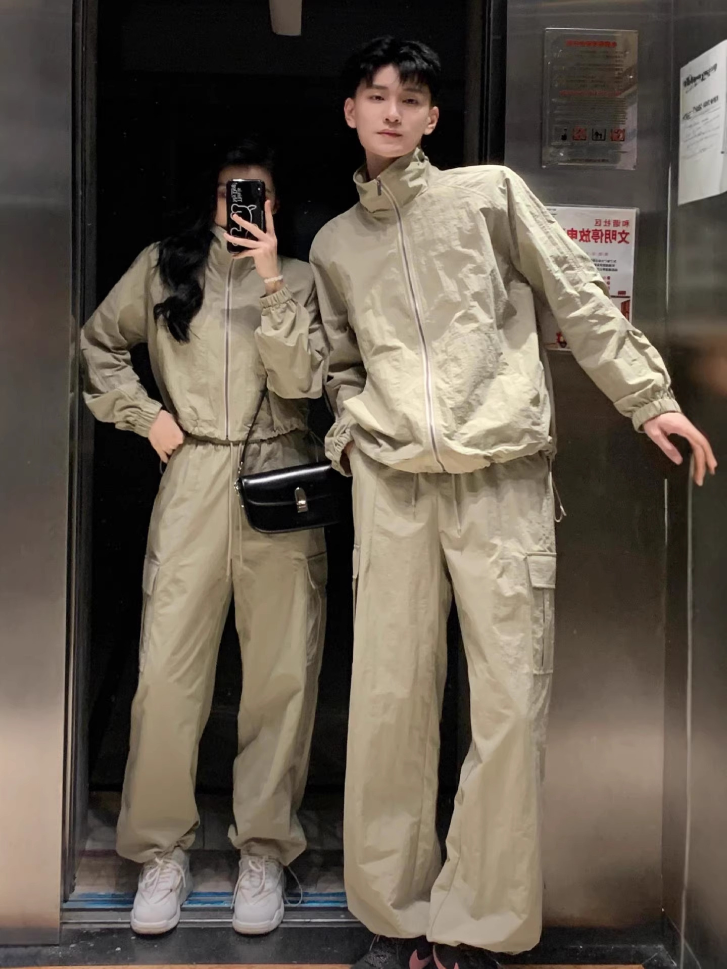 Fashionable Couple Outfits for Spring and Autumn, High-End Casual Sports Versatile Loose Stand-Collar Jackets, Sports Class Uniform Sets