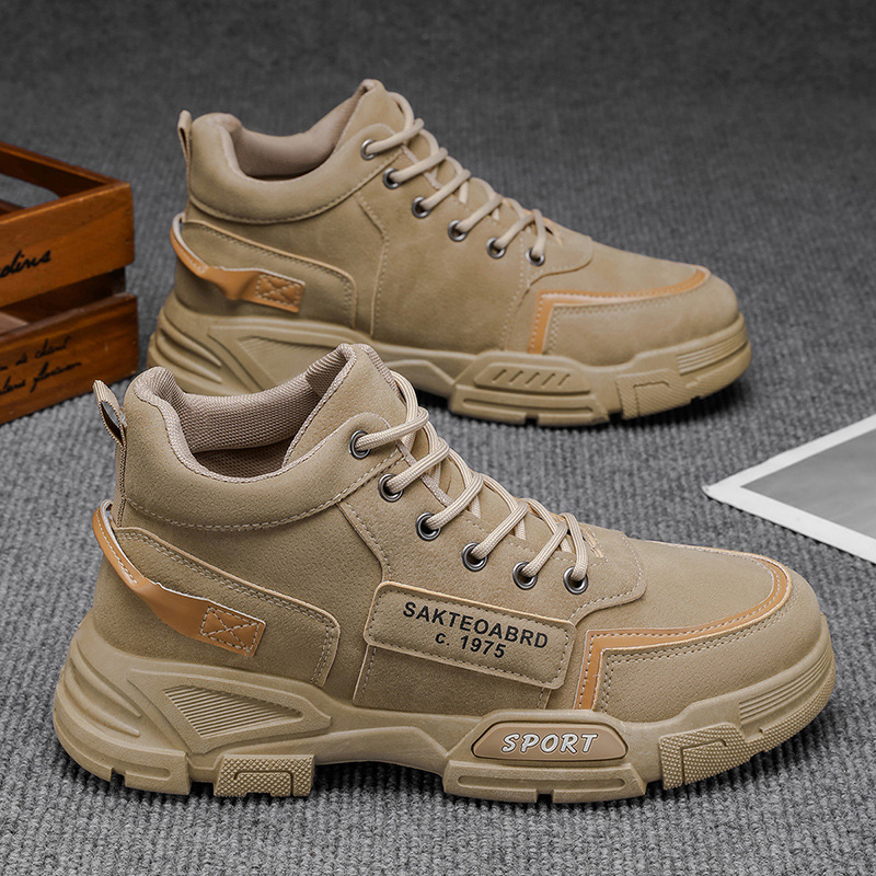 秋冬新款男士复古工装高帮休闲鞋帅气潮男户外徒步登山运动男靴