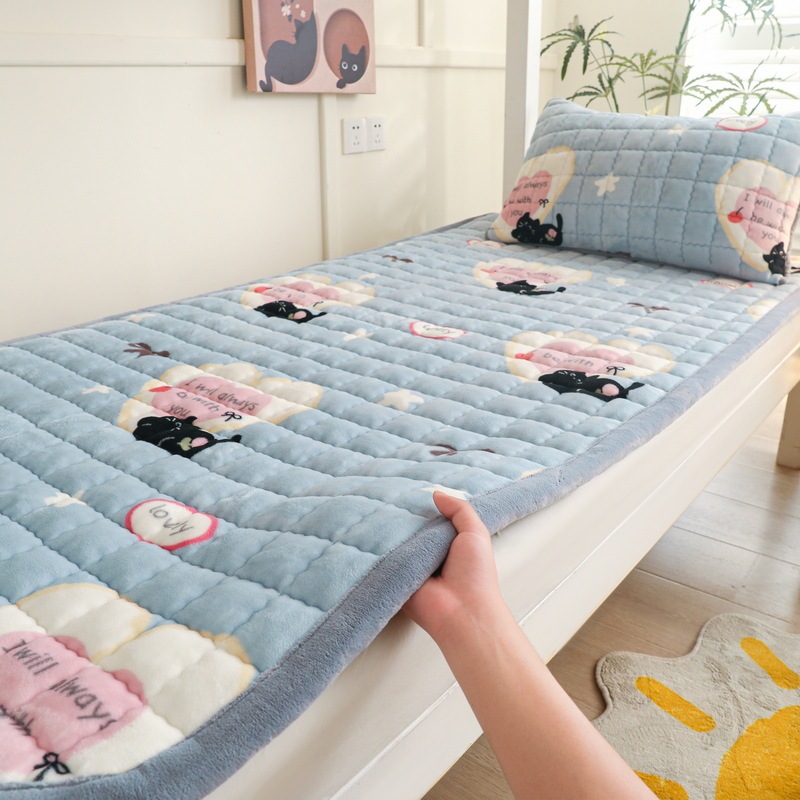 Class A Mother and Infant Grade Crystal Side Milk Velvet Mattress Student Dormitory Thickened Warm Bed Pad Tatami Cover Blanket