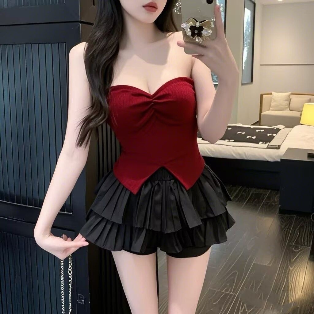Màu đỏ Spacer+váy Set