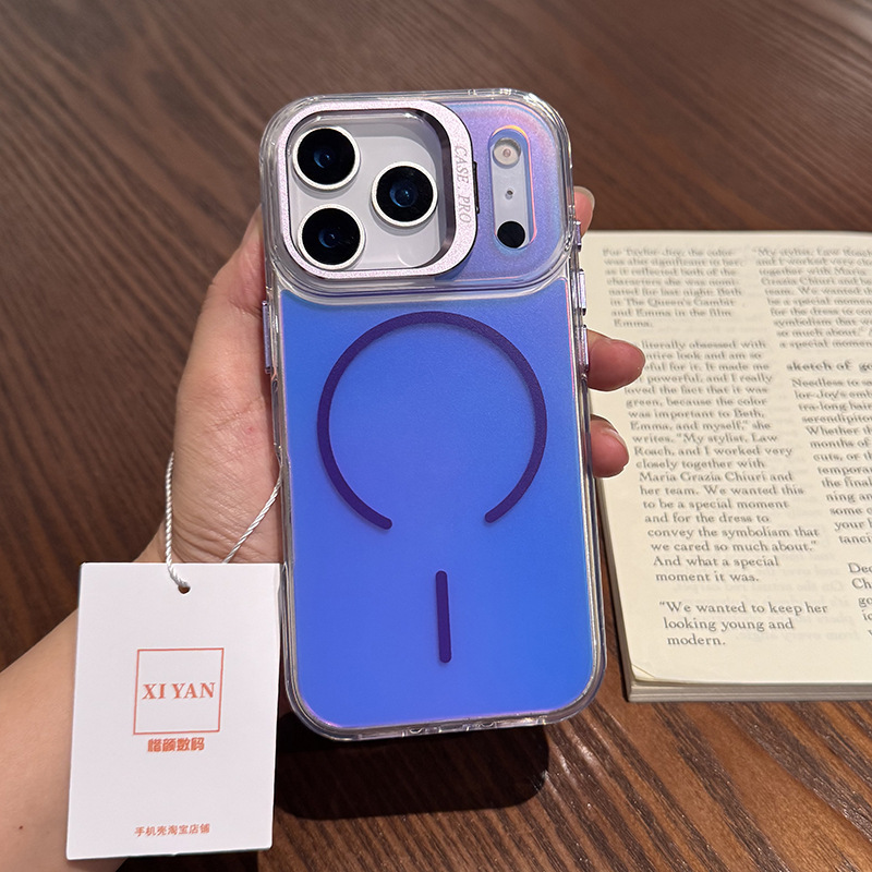适用iPhone17promax手机壳磁吸金属镜头支架苹果16Pro保护壳镭射ip15手机套软胶14/13PM镭射奢华12潮外壳|undefined