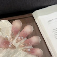 【郁郁晚风】纯手工穿戴甲玻璃珠猫眼纯欲郁金香高级显白手作美甲