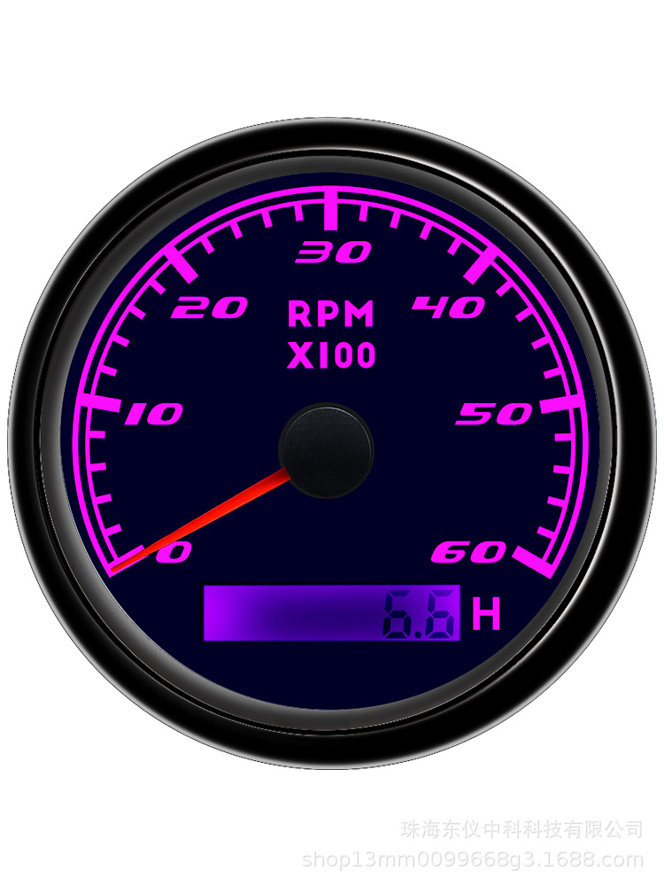 Cross-Border Hot-Selling 85mm Tachometer with Colorful Backlight for Generator Sets, Engines, and Engineering Vehicles, Colorful Lighting Effect Instrument