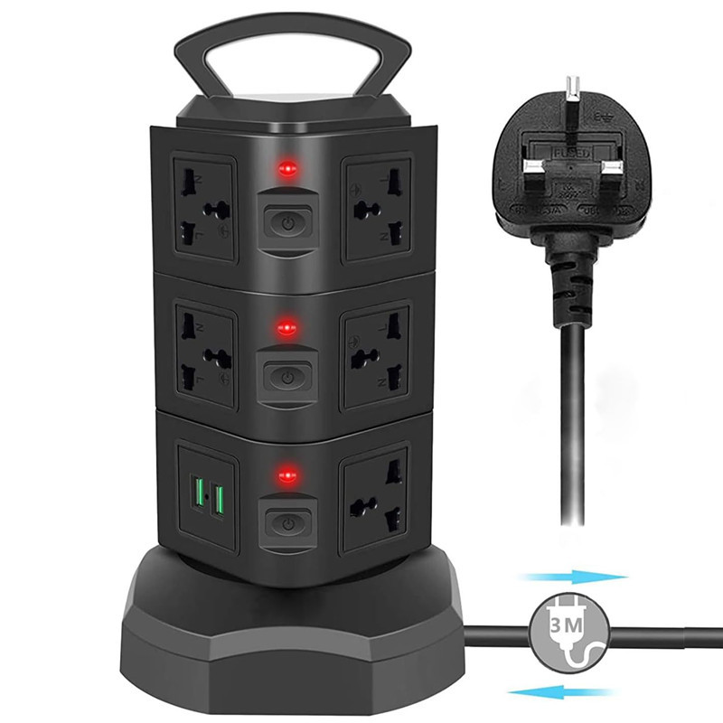 英规立式插座带USB收线智能排插多用孔各国通用插孔东南亚插排