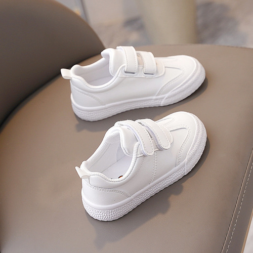 Children's White Shoes Girls' Shoes 2024 Spring and Autumn New Boys' Shoes Baby Toddler Shoes Kindergarten Indoor Shoes