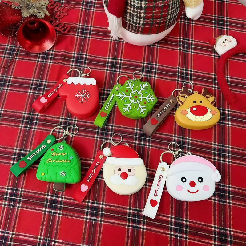 Cartoon Christmas Silicone Coin Purse Pendant, Cute Children's Bag Card Holder, Christmas Pendant, Small Gift Wholesale