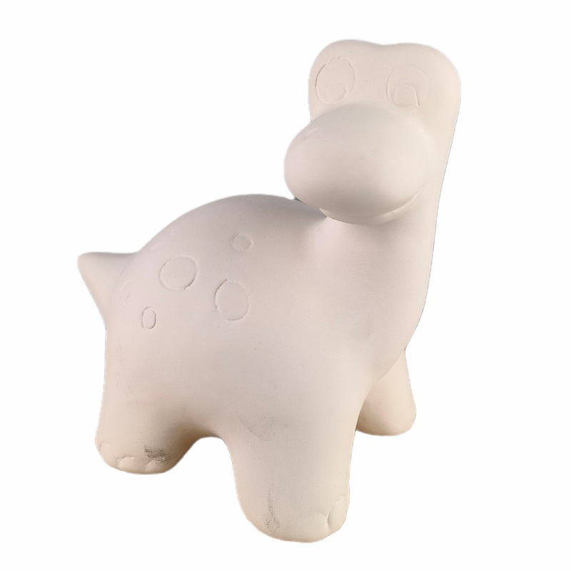 Dinosaurio de cerámica pintado blanco en blanco DIY creativo graffiti yeso dinosaurio alcancía hucha juguetes educativos